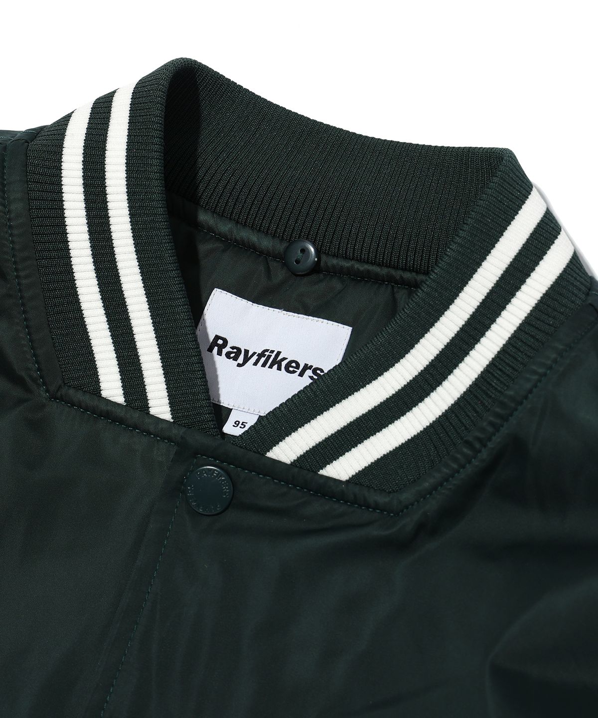 레이피커스(RAYFIKERS) 어뮤즈먼트 패딩 바시티 점퍼 DARK GREEN (MP1JU017-046)