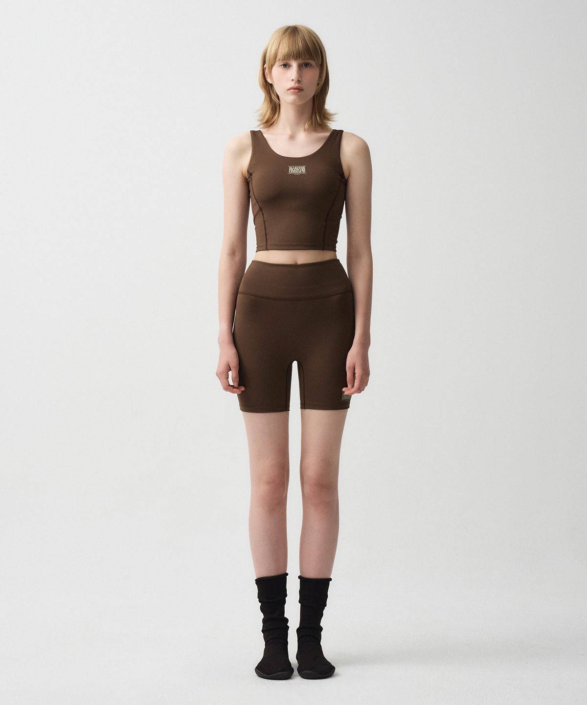 마리떼 스포츠(MARITHÉ SPORT) MOUVEMENT W CLASSIC LOGO BIKER SHORTS brown