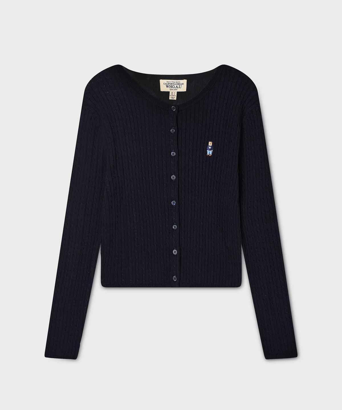 후아유(WHO.A.U) High Gauge Cotton Cable Cardigan / WHCKG4821F