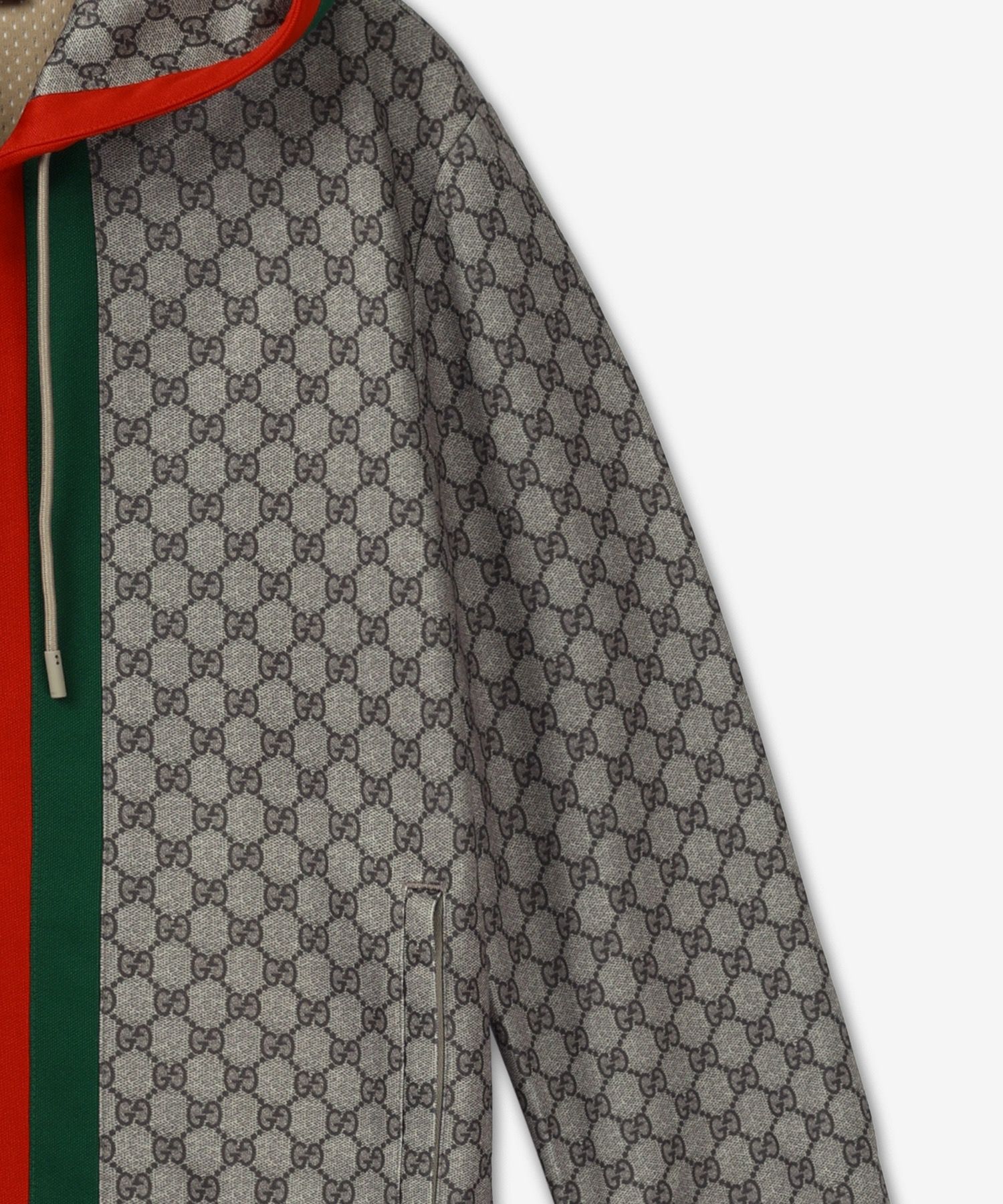 【GUCCI】Web Monogram Zip Up Hood Beige Gucci Beige Logo Web Half-Zip Hoodie Gucci