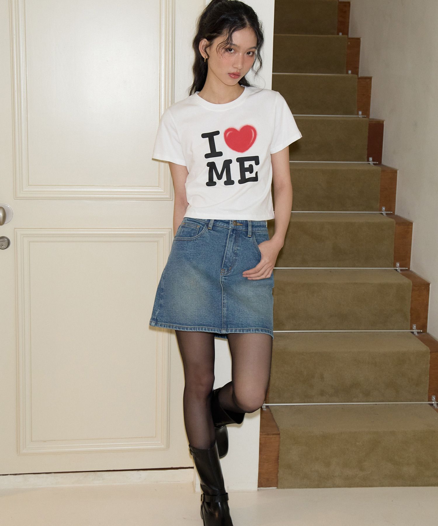 SALON DE YOHN☆Love Crop T_3color★韓国人気★ MUSINSA公式 | SALON DE YOHN I Love Me Crop T_ White