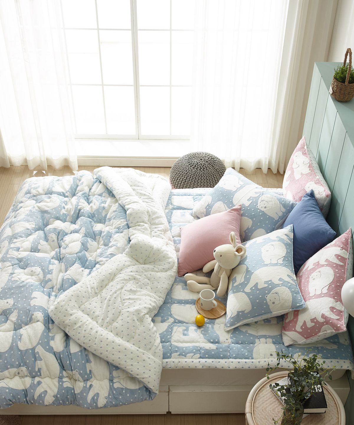 샤이닝홈(SHININGHOME) 샤르르 윈터베어 극세사 차렵이불&세트 S/Q 3컬러 모음