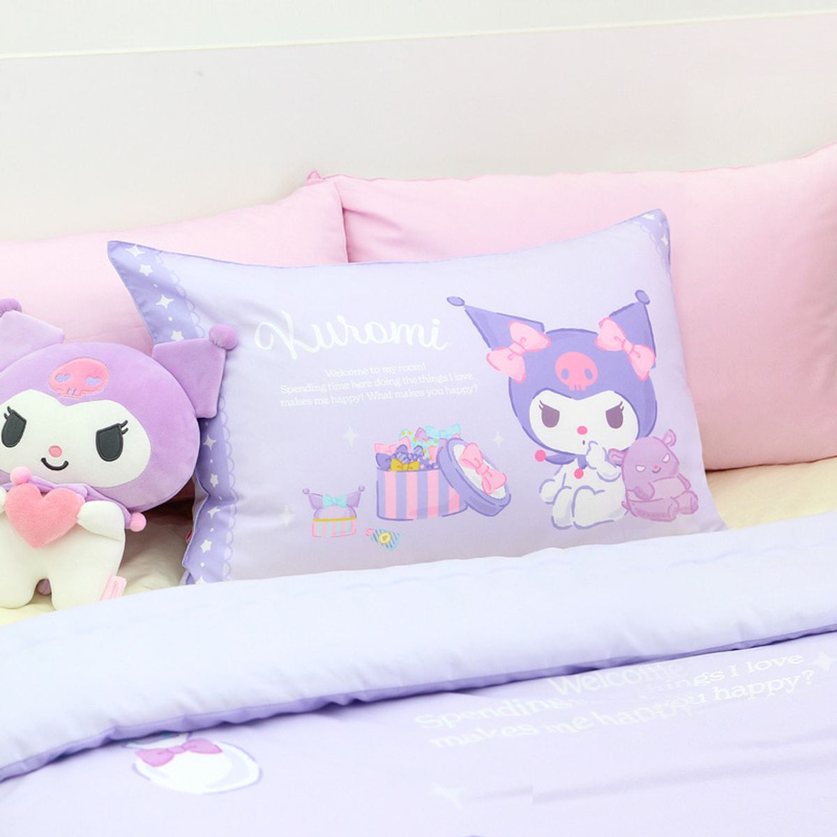 나라홈데코(NARAHOMEDECO) 산리오 쿠로미 차렵이불 베개커버 침구세트 코스메틱