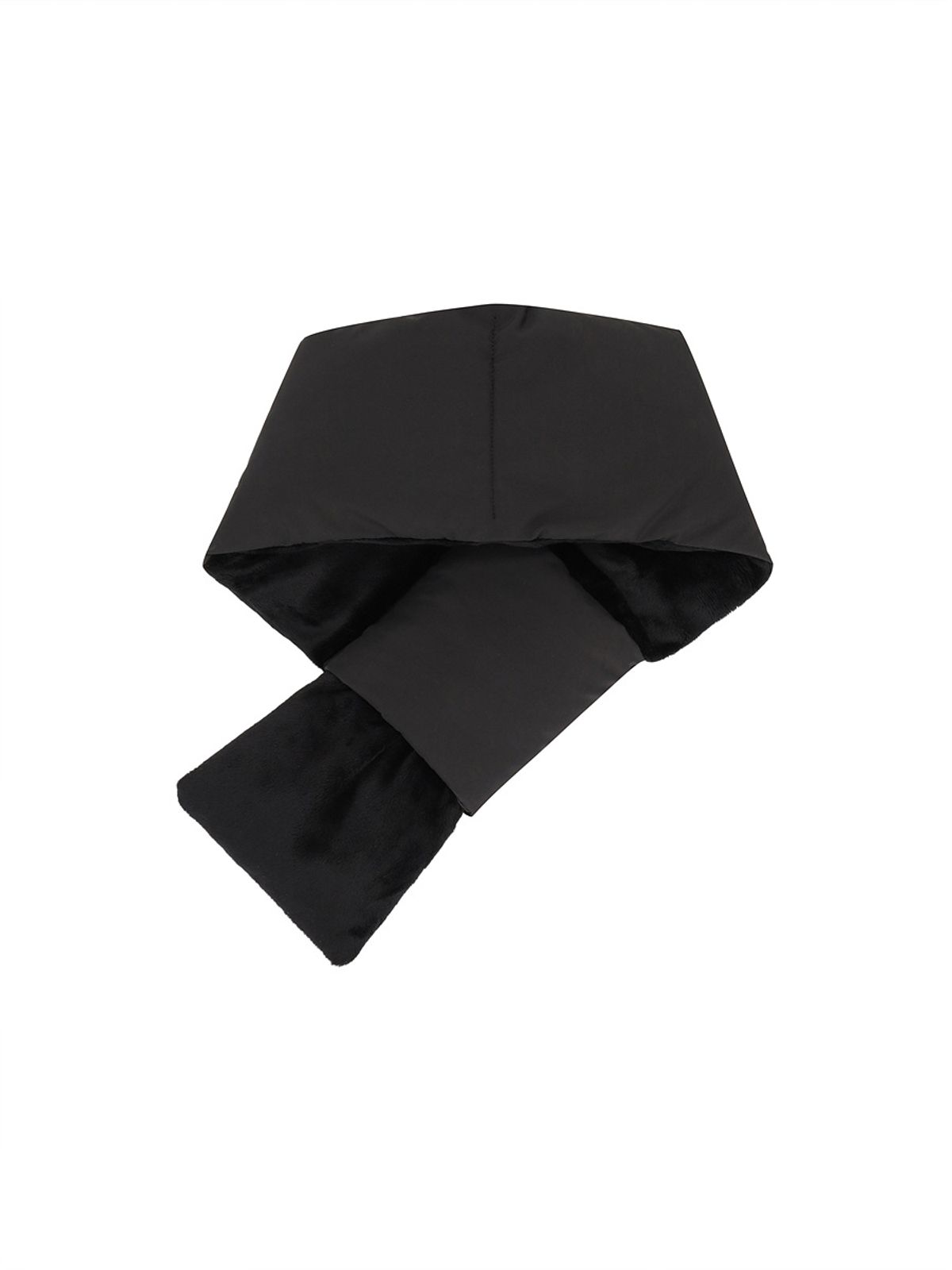 디스커버리 익스페디션(DISCOVERY EXPEDITION) 레스터 로고프린트 패딩 머플러 (BLACK)
