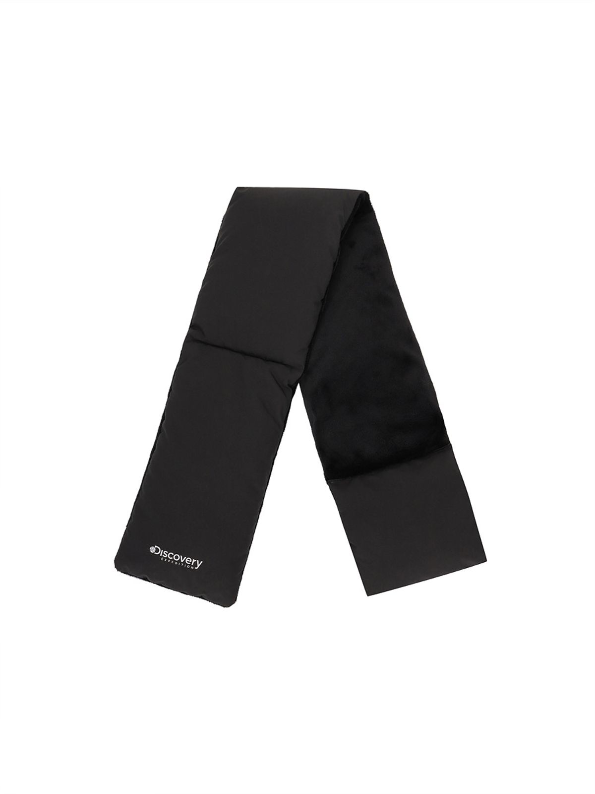 디스커버리 익스페디션(DISCOVERY EXPEDITION) 레스터 로고프린트 패딩 머플러 (BLACK)