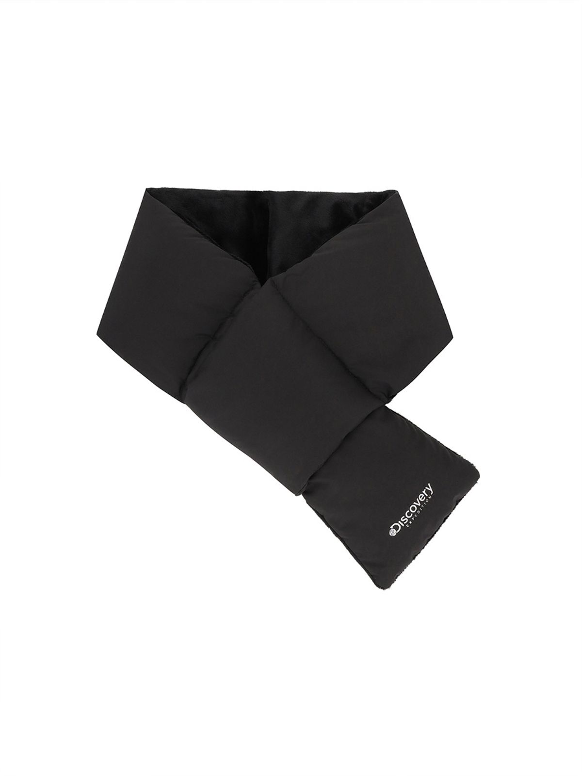 디스커버리 익스페디션(DISCOVERY EXPEDITION) 레스터 로고프린트 패딩 머플러 (BLACK)
