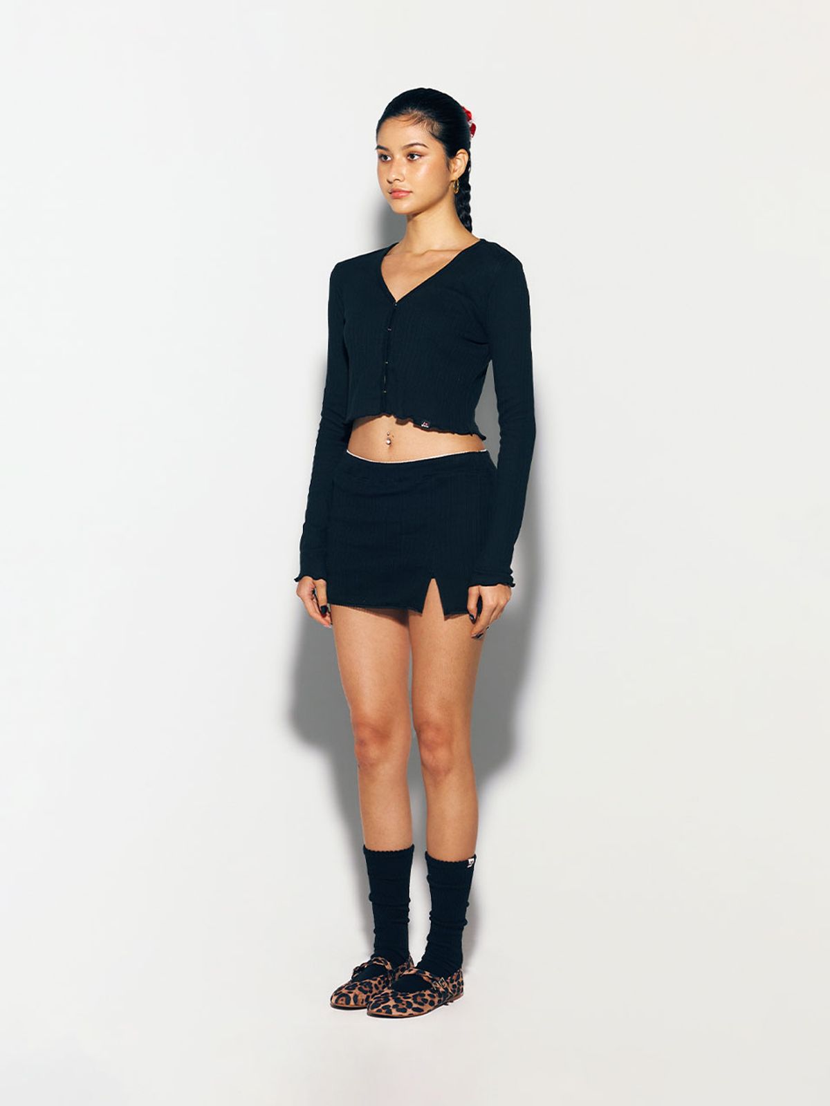 에즈이프 캘리(ASIF CALIE) GURLS SLIT TIGHT MINI SKIRT BLACK