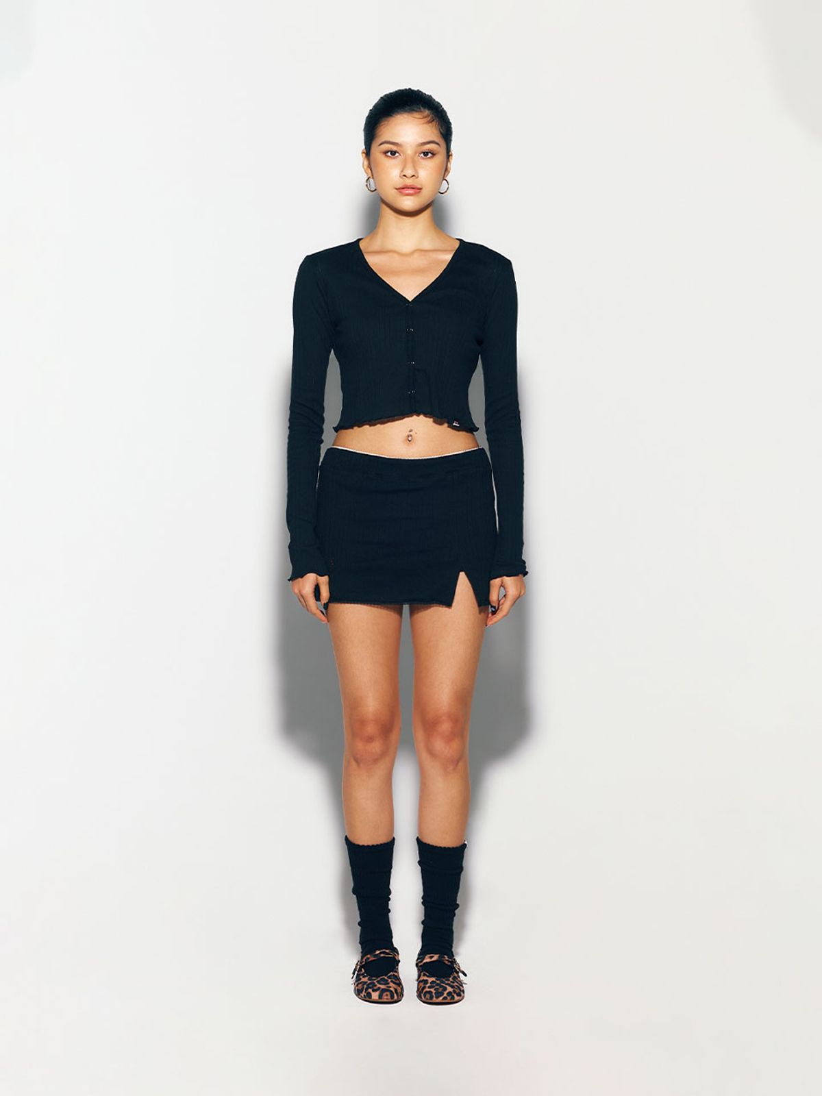 에즈이프 캘리(ASIF CALIE) GURLS SLIT TIGHT MINI SKIRT BLACK