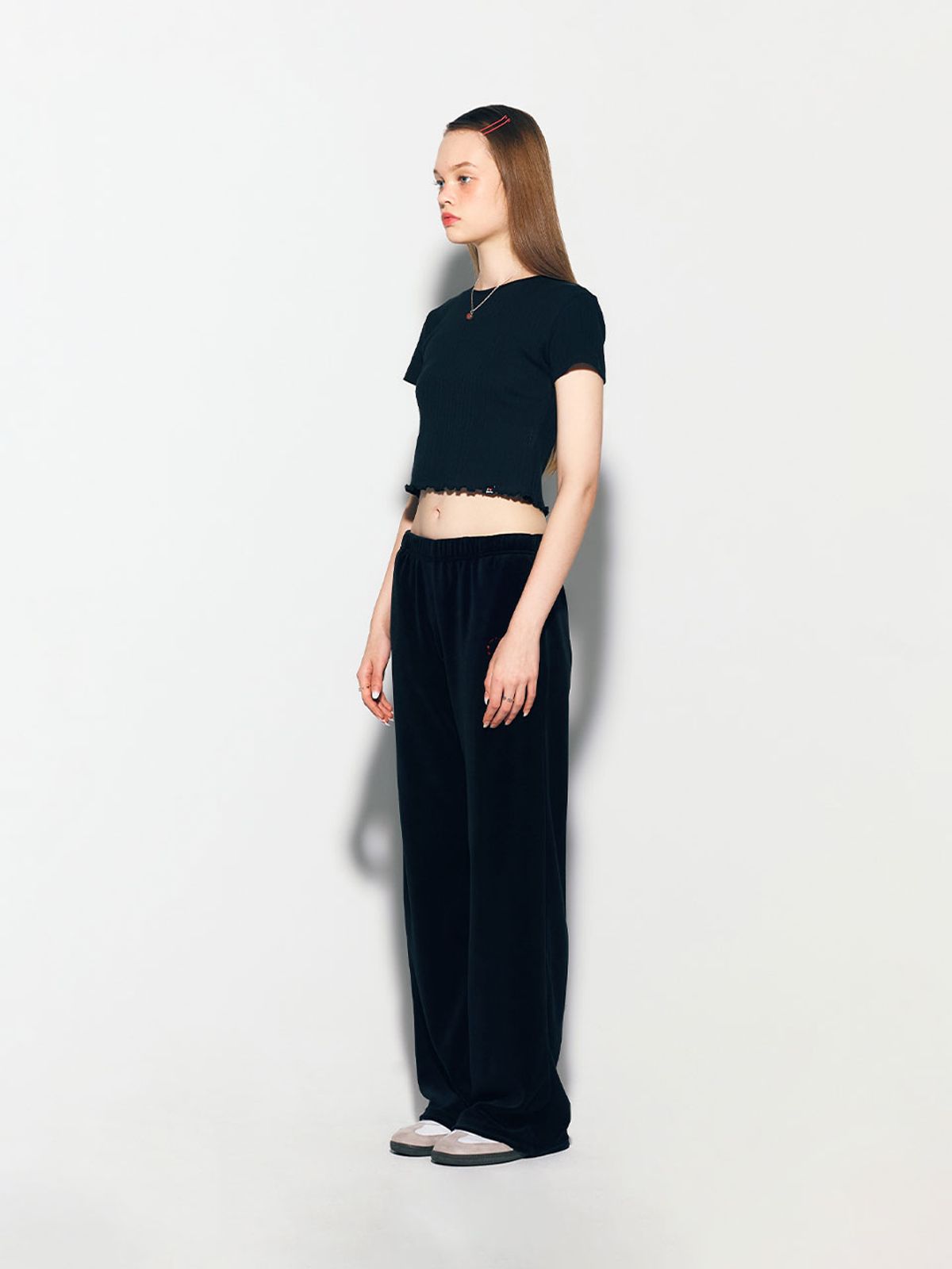 에즈이프 캘리(ASIF CALIE) GURLS BASIC LACE T-SHIRT BLACK