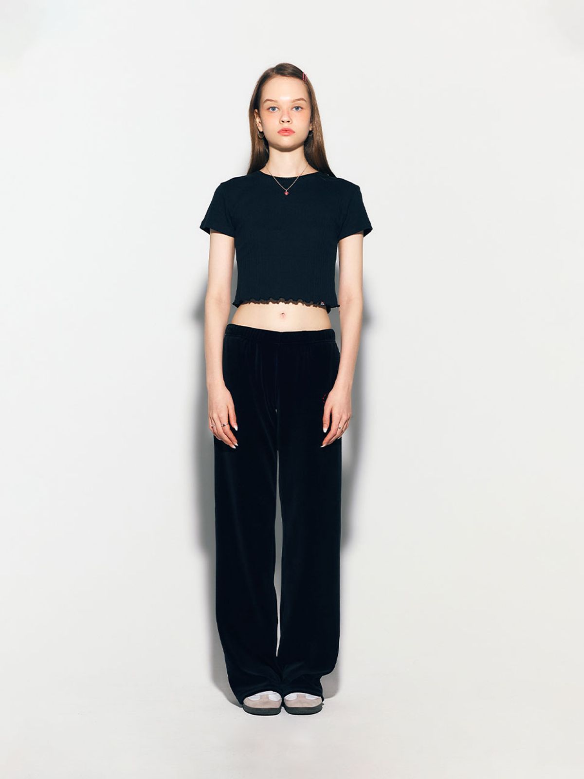에즈이프 캘리(ASIF CALIE) GURLS BASIC LACE T-SHIRT BLACK