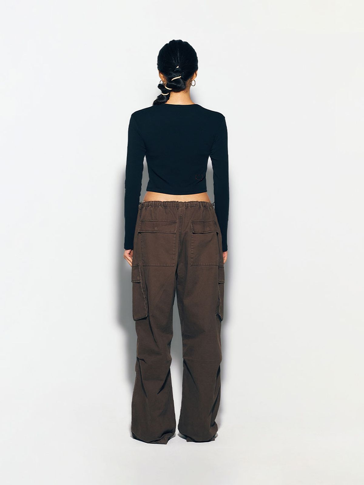에즈이프 캘리(ASIF CALIE) GURLS BASIC CROP LONG SLEEVE T-SHIRT BLACK