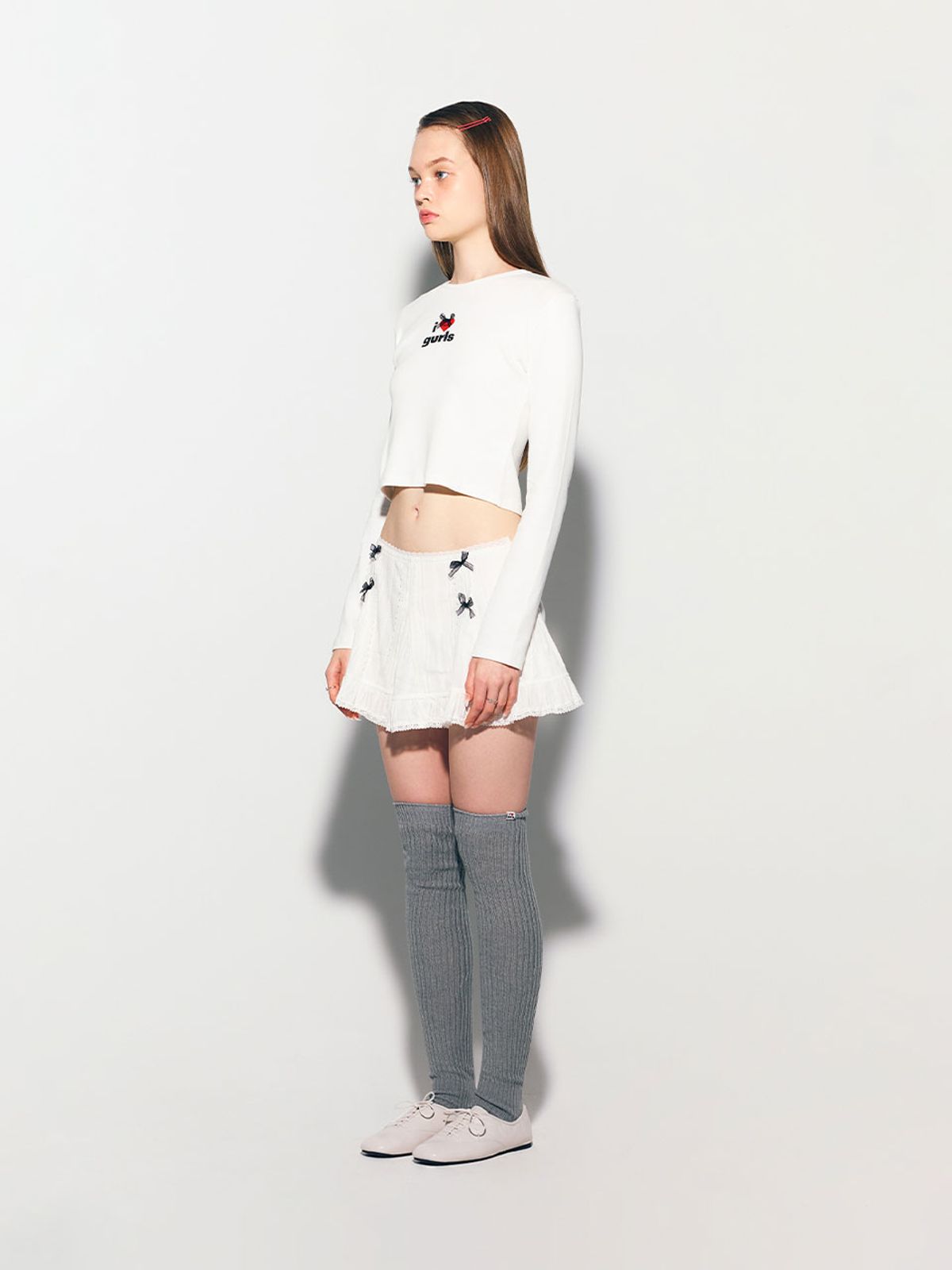 에즈이프 캘리(ASIF CALIE) GURLS CROP LONG SLEEVE T-SHIRT WHITE