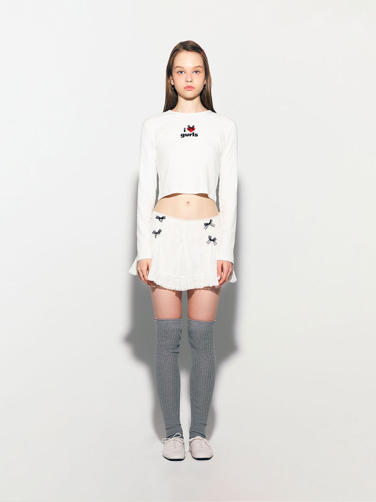 에즈이프 캘리(ASIF CALIE) GURLS CROP LONG SLEEVE T-SHIRT WHITE