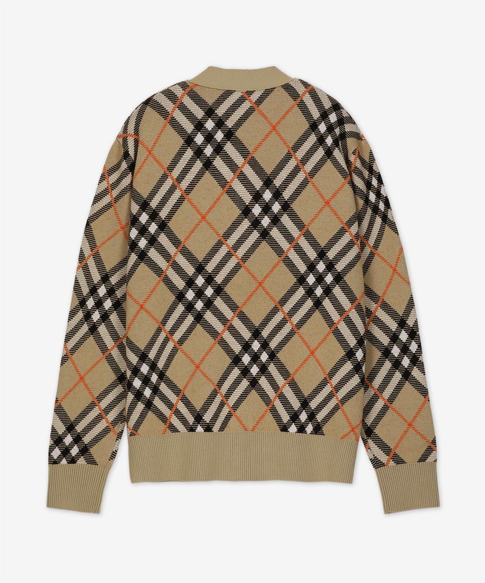 MUSINSA | BURBERRY Check Wool Mohair Blend Cardigan - Sand / 8093494