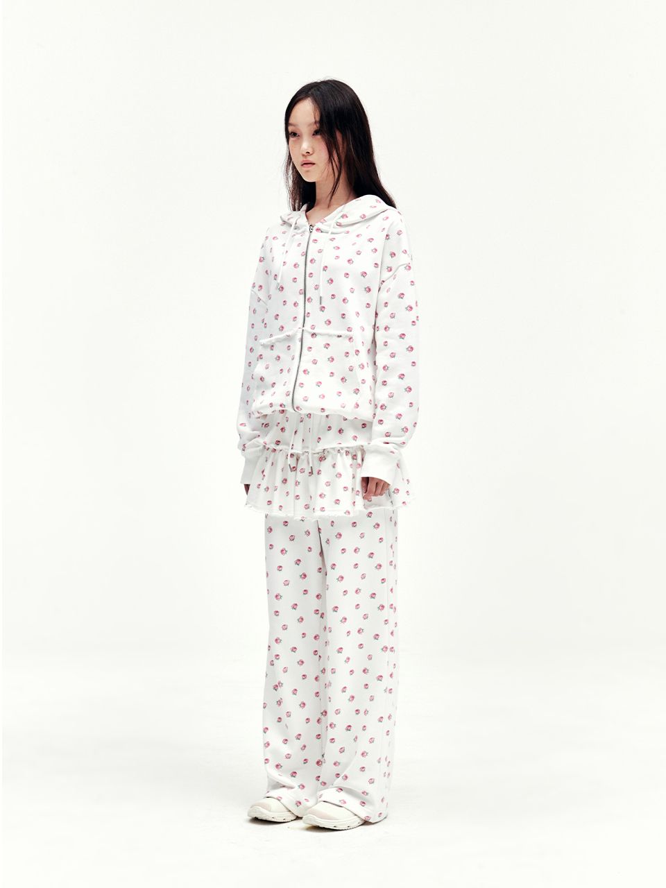 MUSINSA公式 | YOUHEE FLOWER PATTERN HOOD ZIP-UP WHITE
