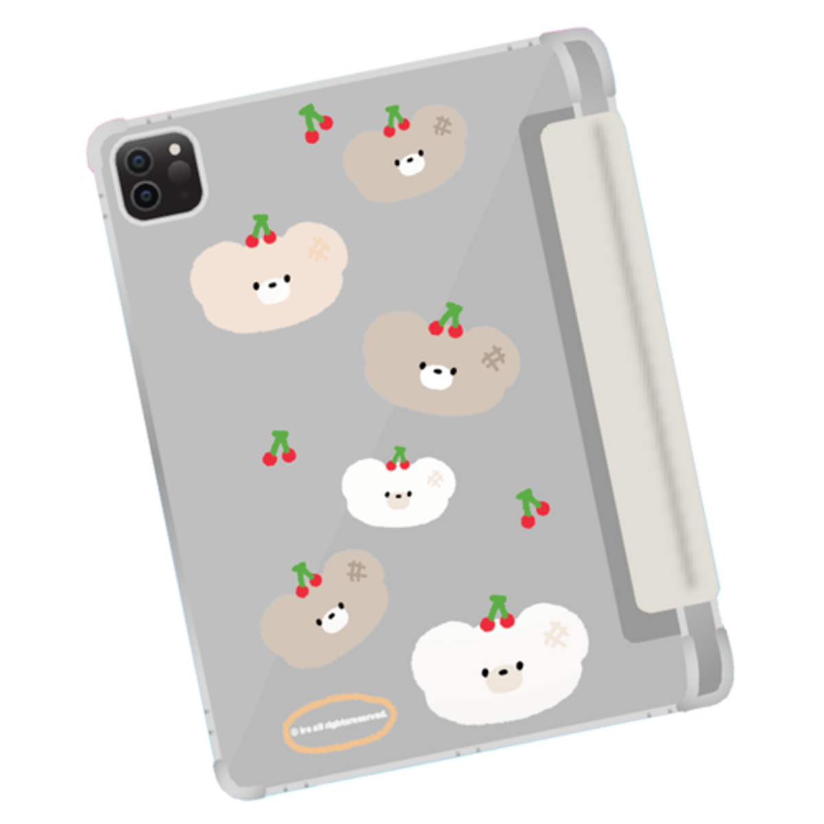이레케이스앤굿즈(IRECASEGOODS) 체리곰 갤럭시탭 아이패드 애플펜슬 수납가능 풀커버 파스텔