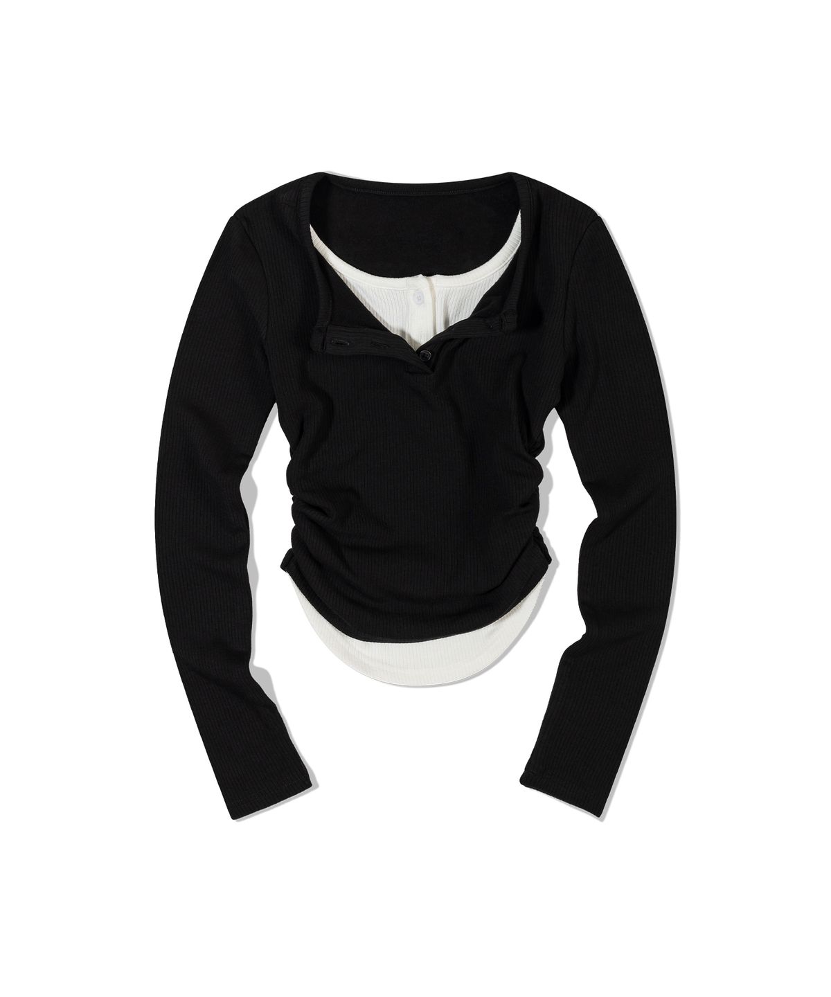 모아(MOAA) 듀얼 헨리넥 슬리브_기모 (BLACK)