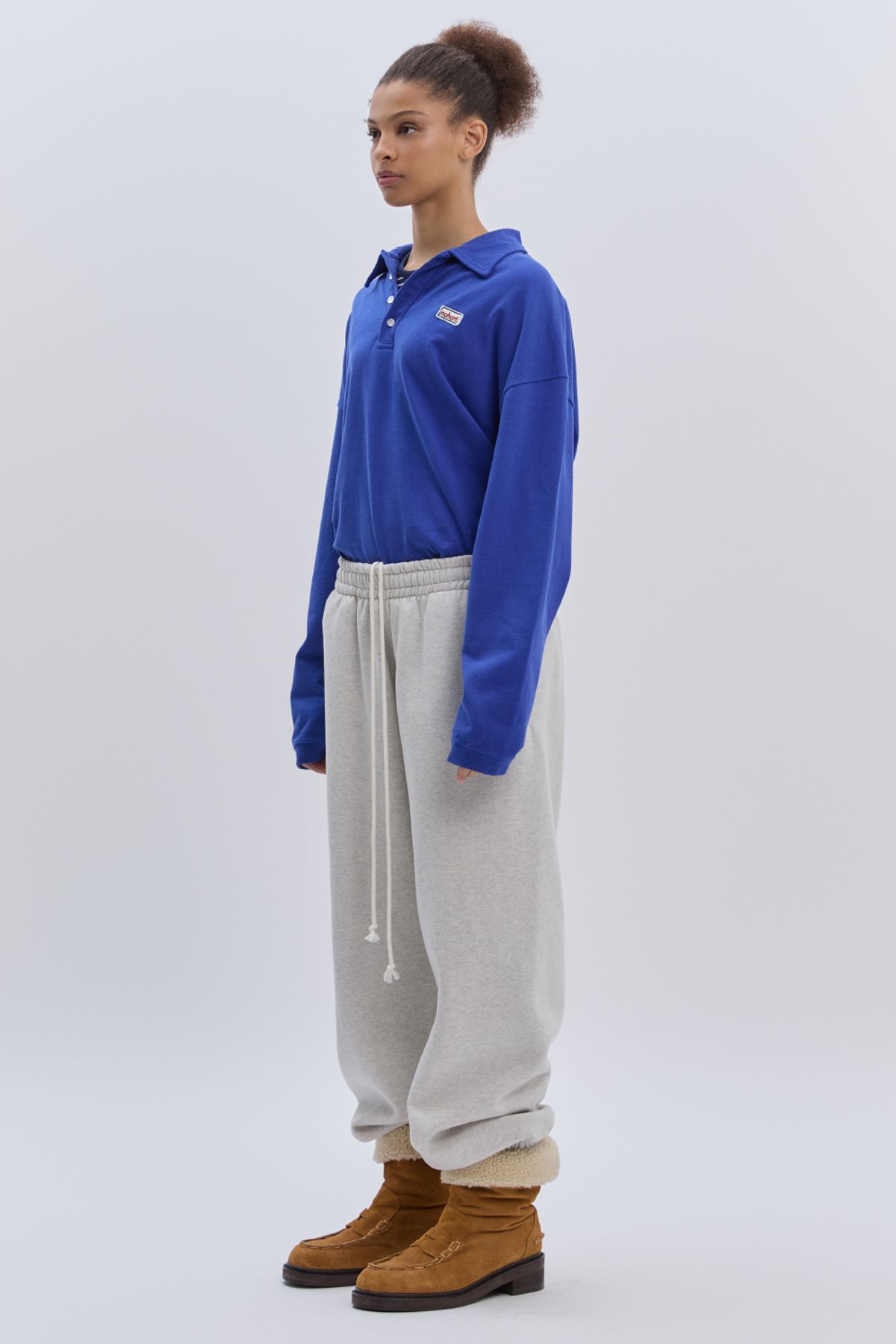 노앙(NOHANT) WASHED POLO LONG SLEEVE T-SHIRT BLUE