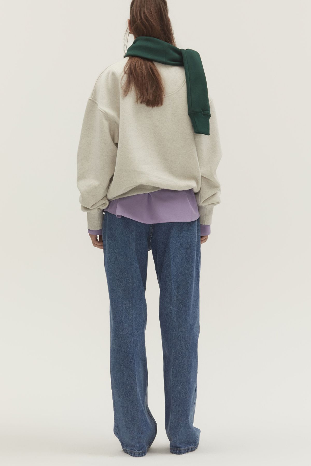 노앙(NOHANT) WASHED LOOSE FIT DENIM PANTS MID BLUE