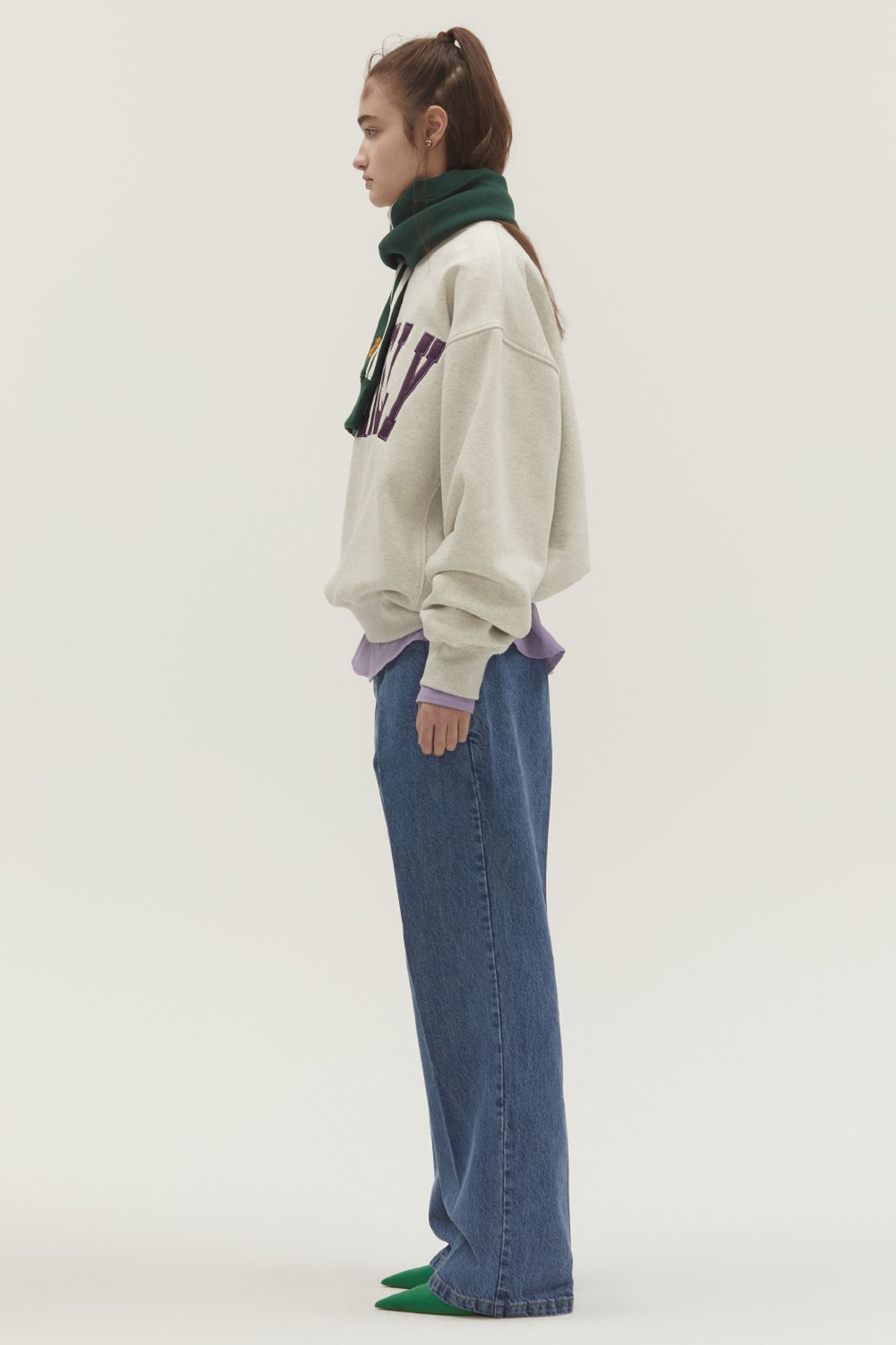 노앙(NOHANT) WASHED LOOSE FIT DENIM PANTS MID BLUE