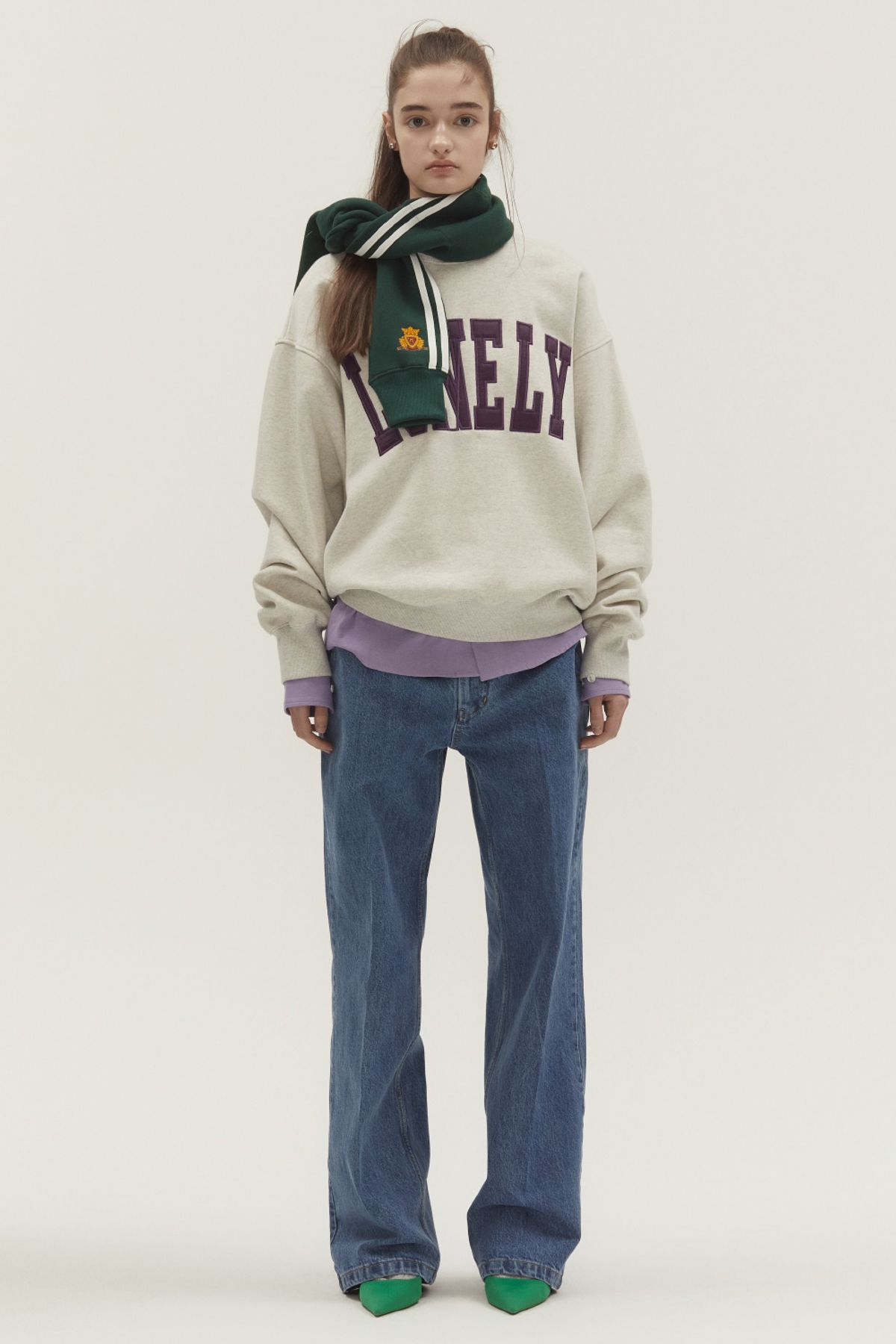 노앙(NOHANT) WASHED LOOSE FIT DENIM PANTS MID BLUE