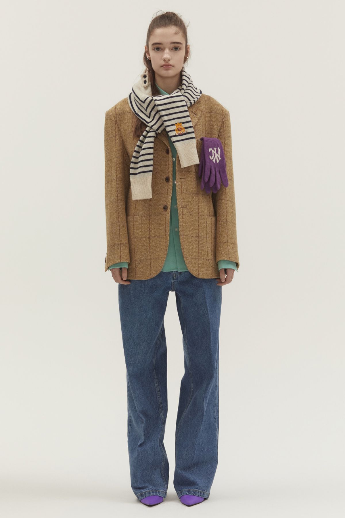 노앙(NOHANT) WASHED LOOSE FIT DENIM PANTS MID BLUE
