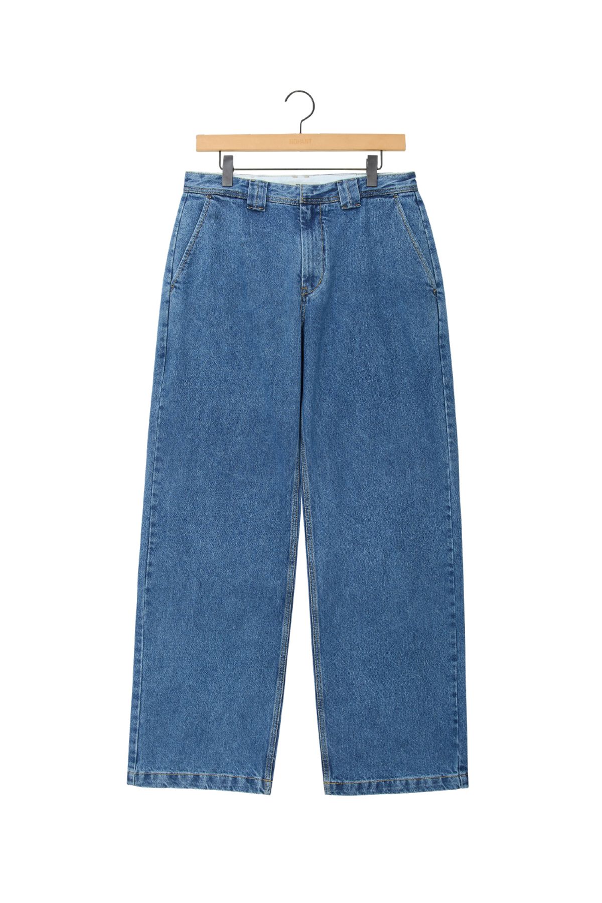 노앙(NOHANT) WASHED LOOSE FIT DENIM PANTS MID BLUE