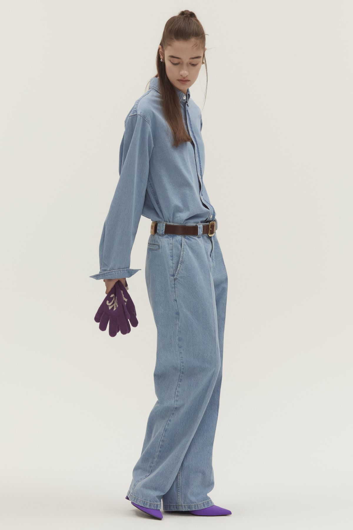 노앙(NOHANT) WASHED LOOSE FIT DENIM PANTS LIGHT BLUE