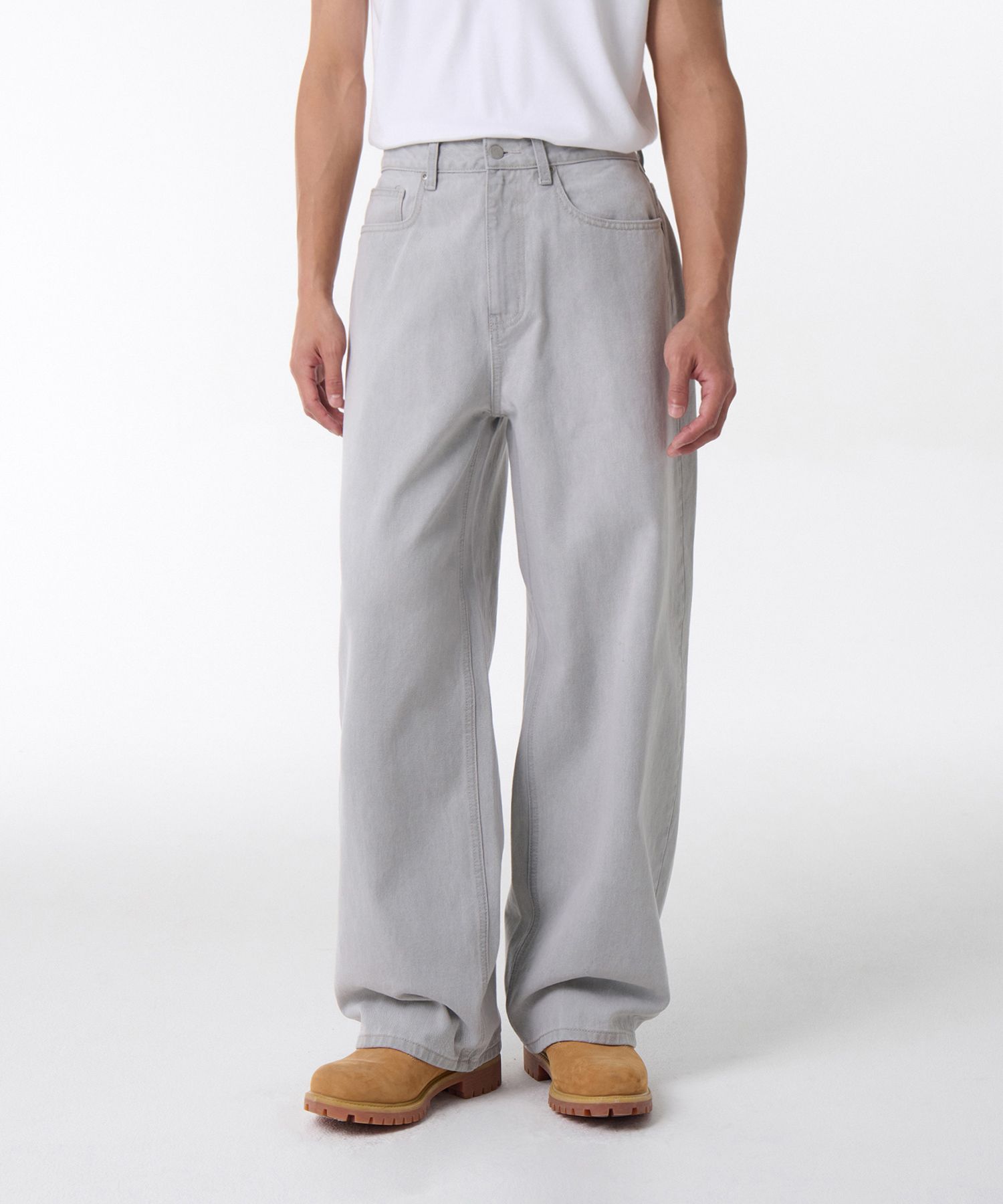 MUSINSA | MUSINSA STANDARD Pigment Wide Denim Pants [Gray]