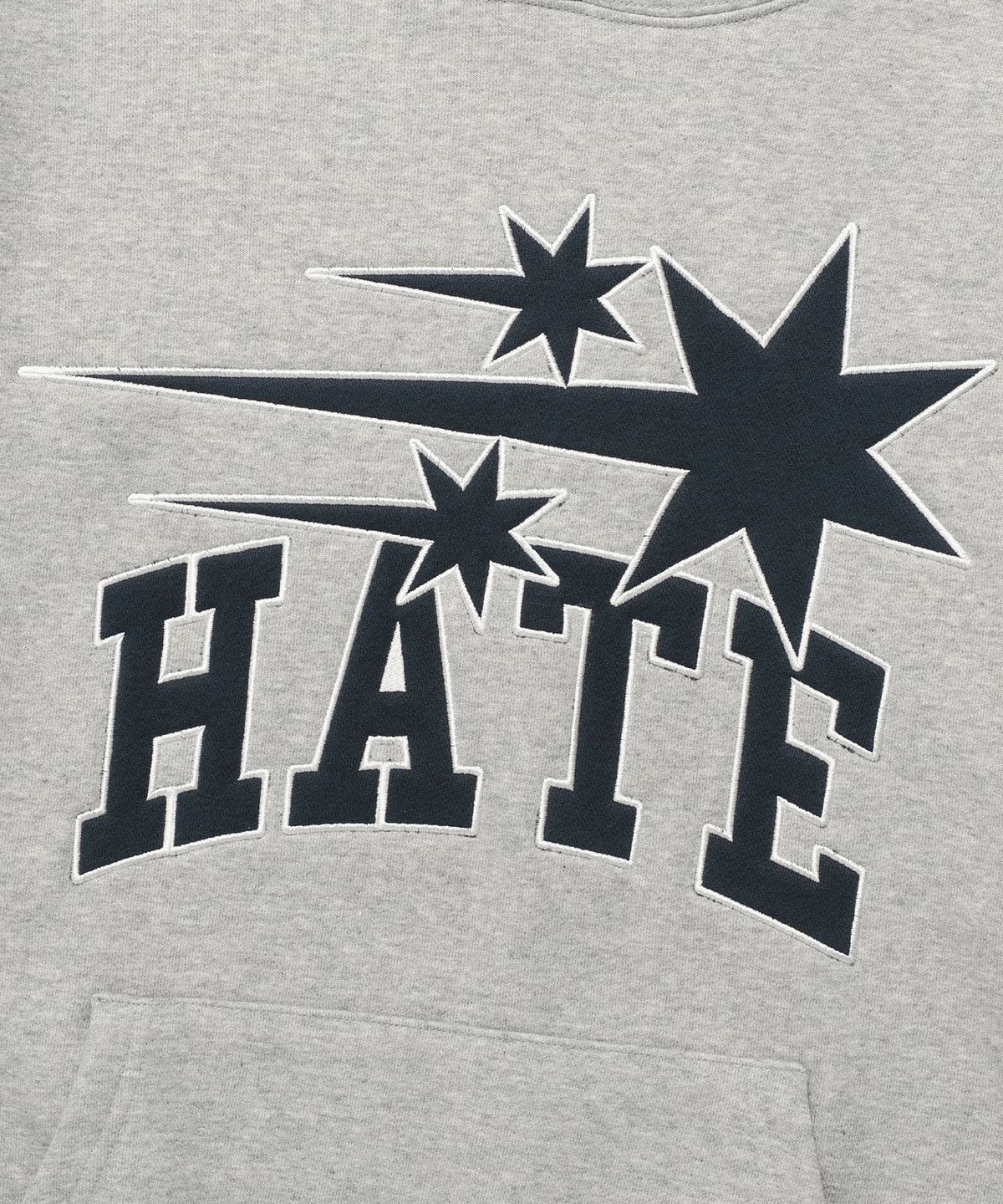 나이스고스트클럽(NICEGHOSTCLUB) 3STARS HATE APPLIQUE HOODIE_GREY(NG2EFUM417A)
