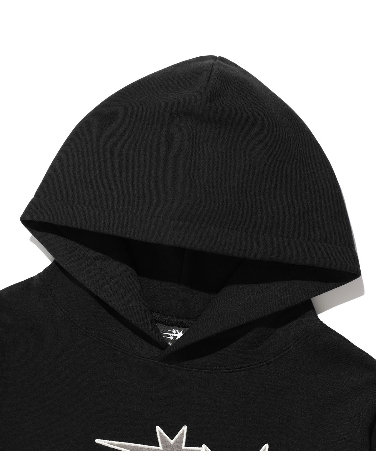 나이스고스트클럽(NICEGHOSTCLUB) 3STARS HATE APPLIQUE HOODIE_BLACK(NG2EFUM417A)
