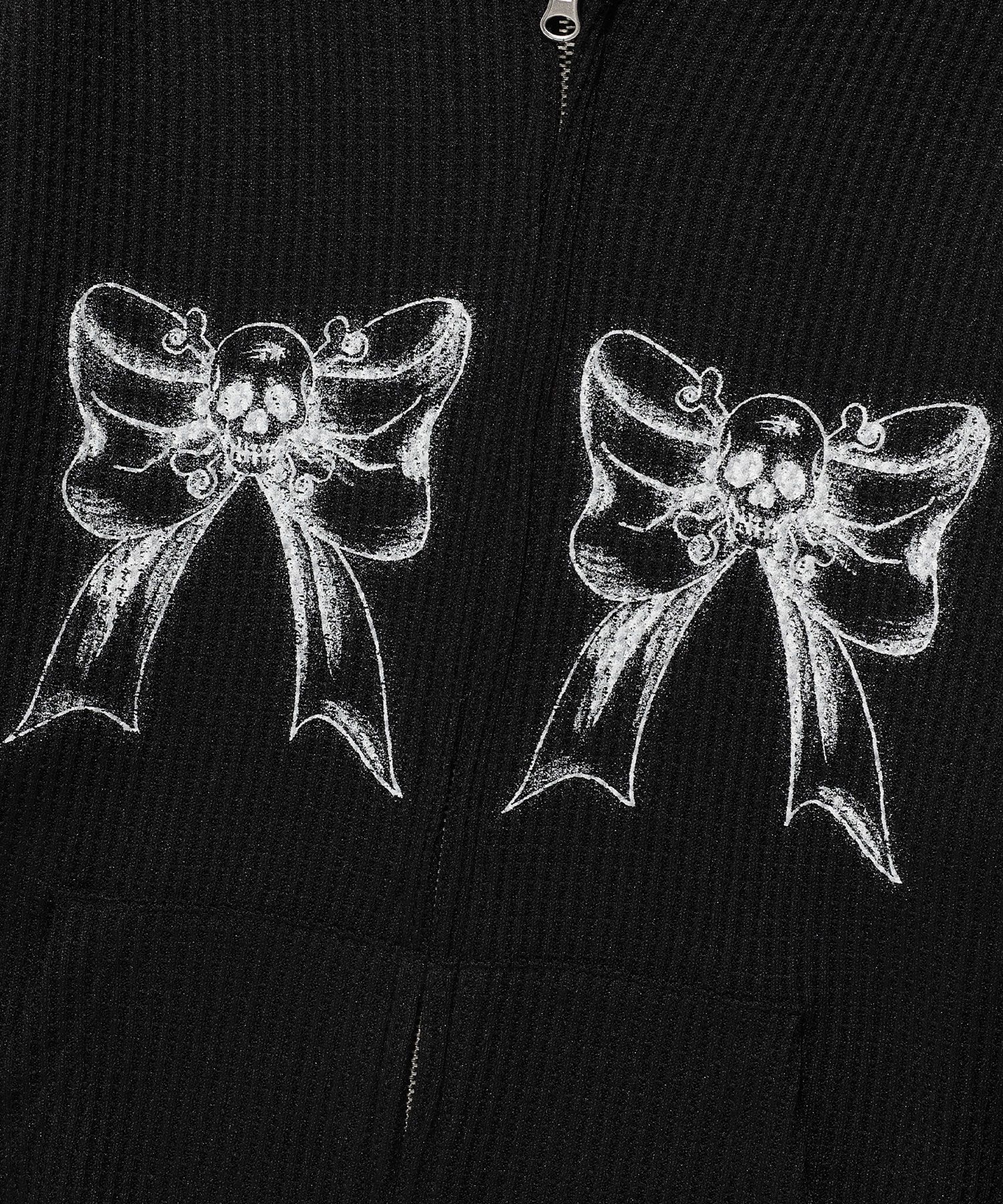 MUSINSA | NICE GHOST CLUB SKULL RIBBON WAFFLE HOODIE ZIP