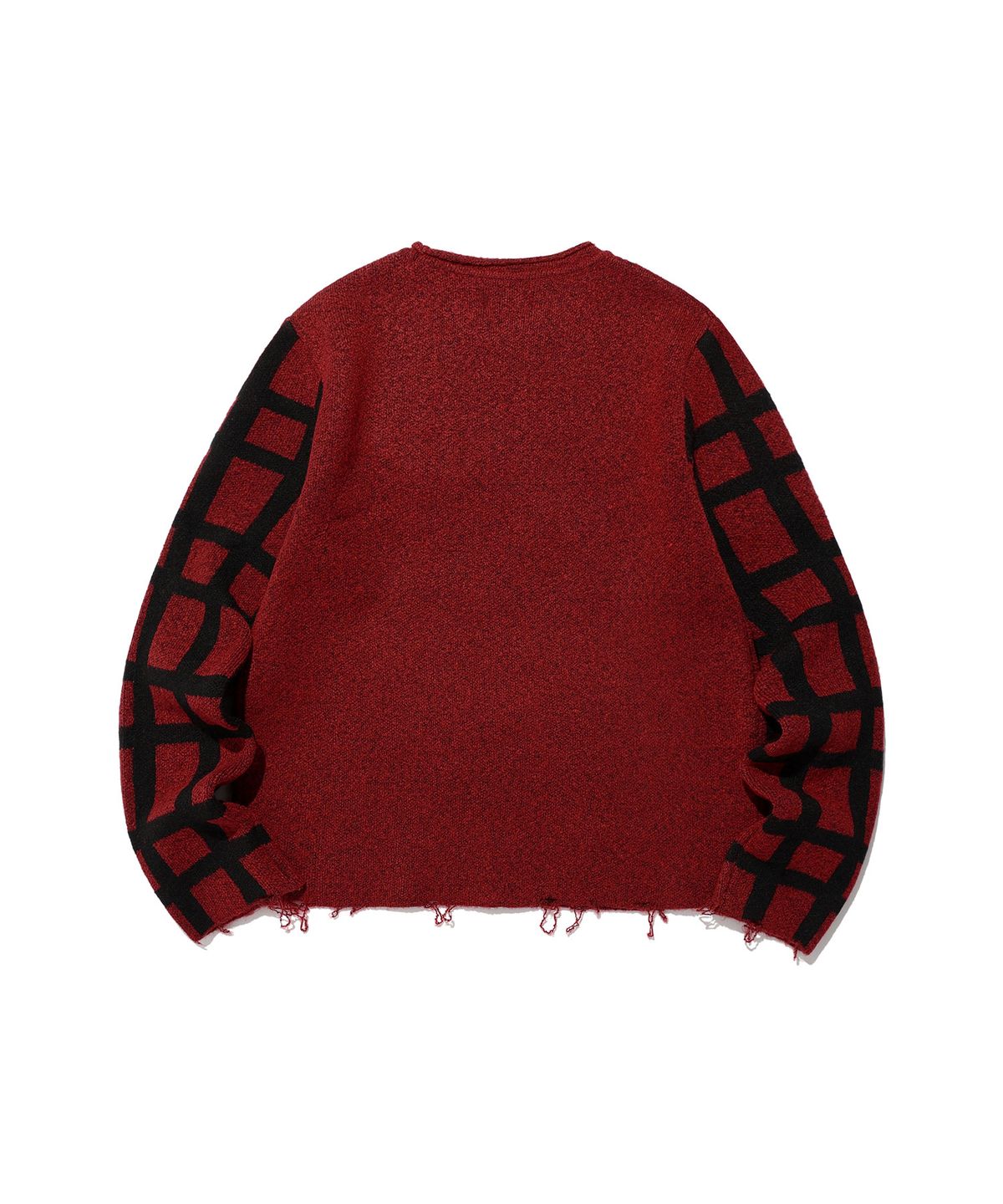 나이스고스트클럽(NICEGHOSTCLUB) SKULL CHECK L/S KNIT TEE_RED(NG2EFUK606A)