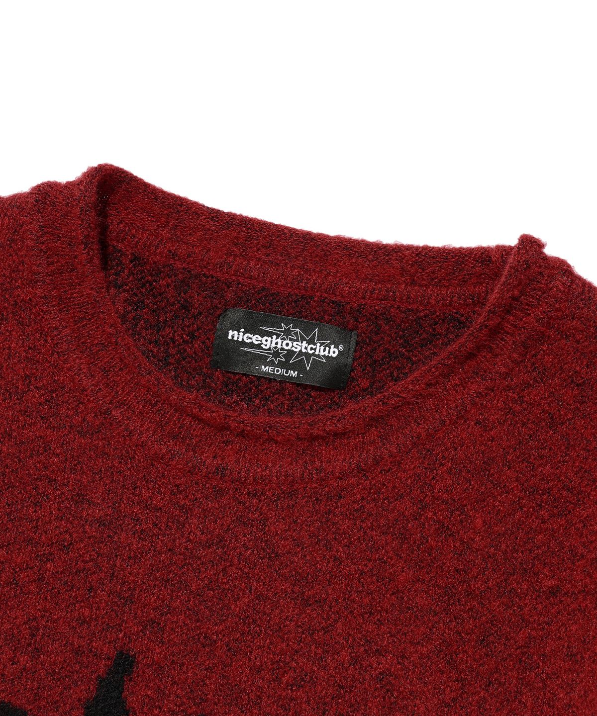 나이스고스트클럽(NICEGHOSTCLUB) SKULL CHECK L/S KNIT TEE_RED(NG2EFUK606A)