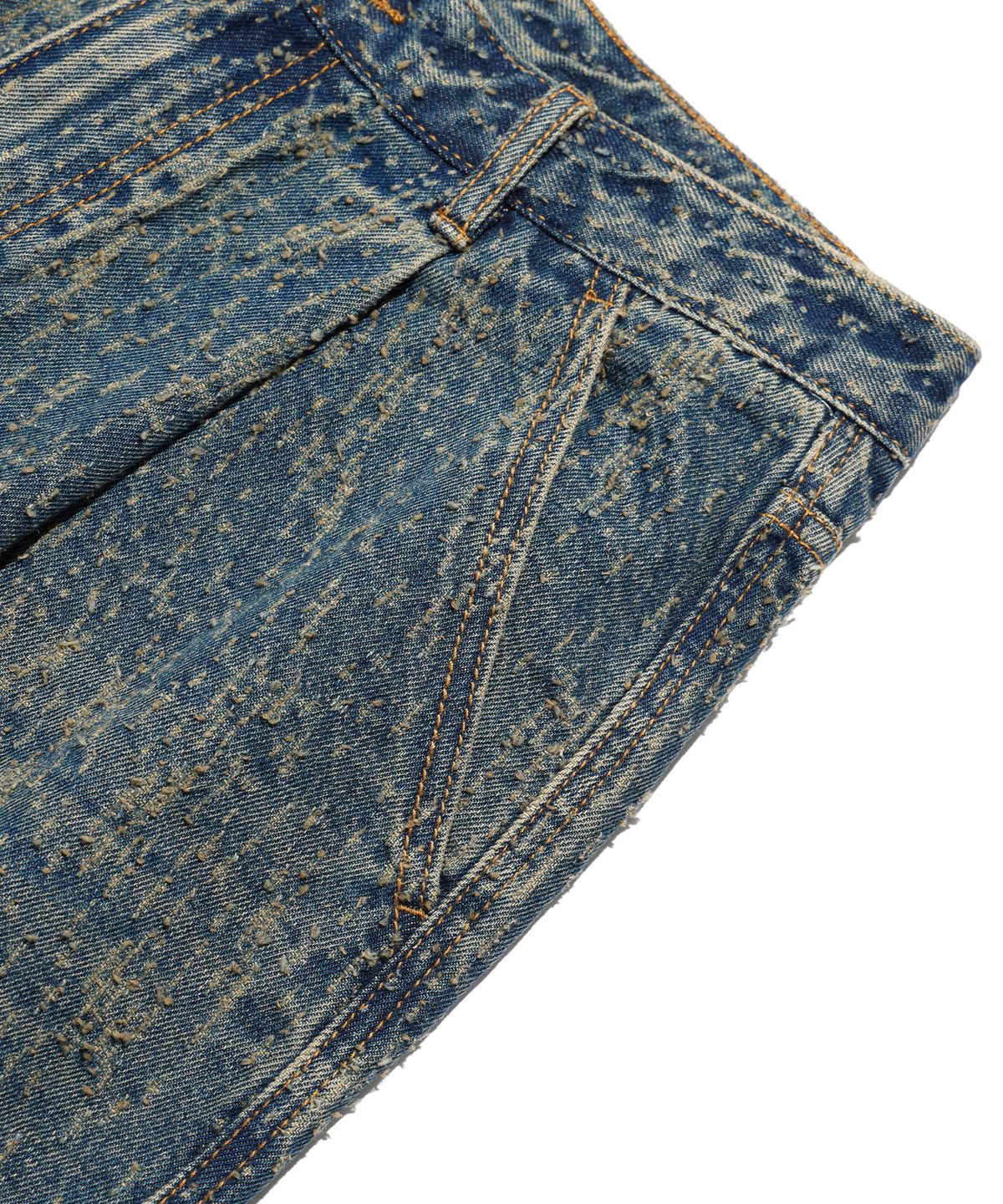 나이스고스트클럽(NICEGHOSTCLUB) ONE TUCK BULLET DISTRESSED JEANS_BLUE(NG2EFUD114A)