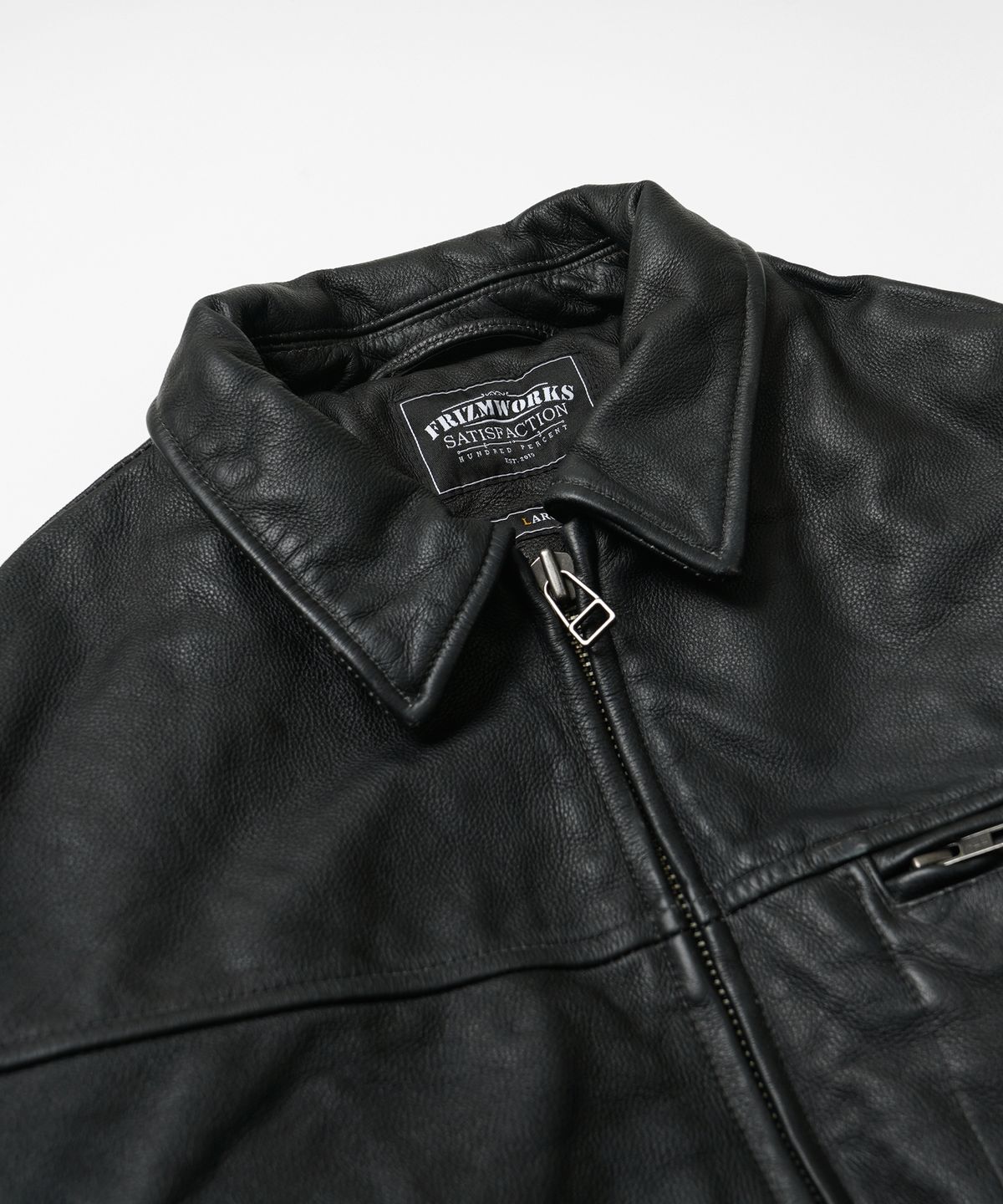 프리즘웍스(FRIZMWORKS) DESTROYED COWHIDE LEATHER JACKET _ WASHED BLACK