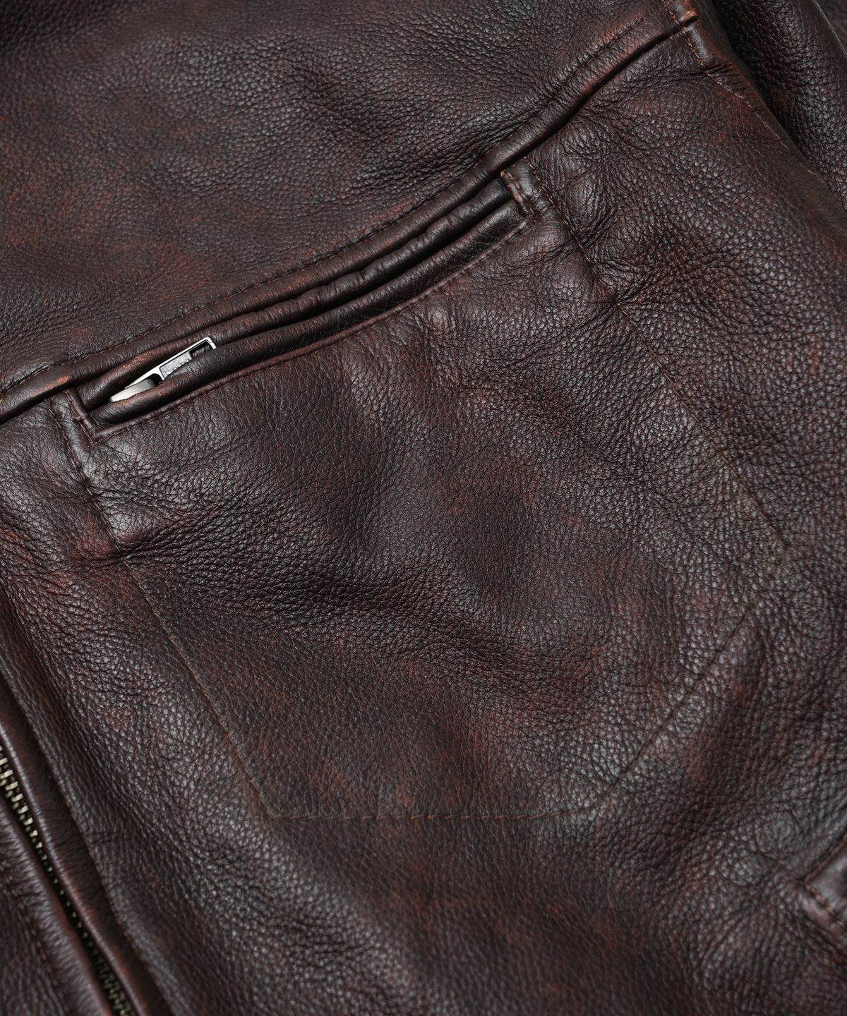 프리즘웍스(FRIZMWORKS) DESTROYED COWHIDE LEATHER JACKET _ WASHED BROWN