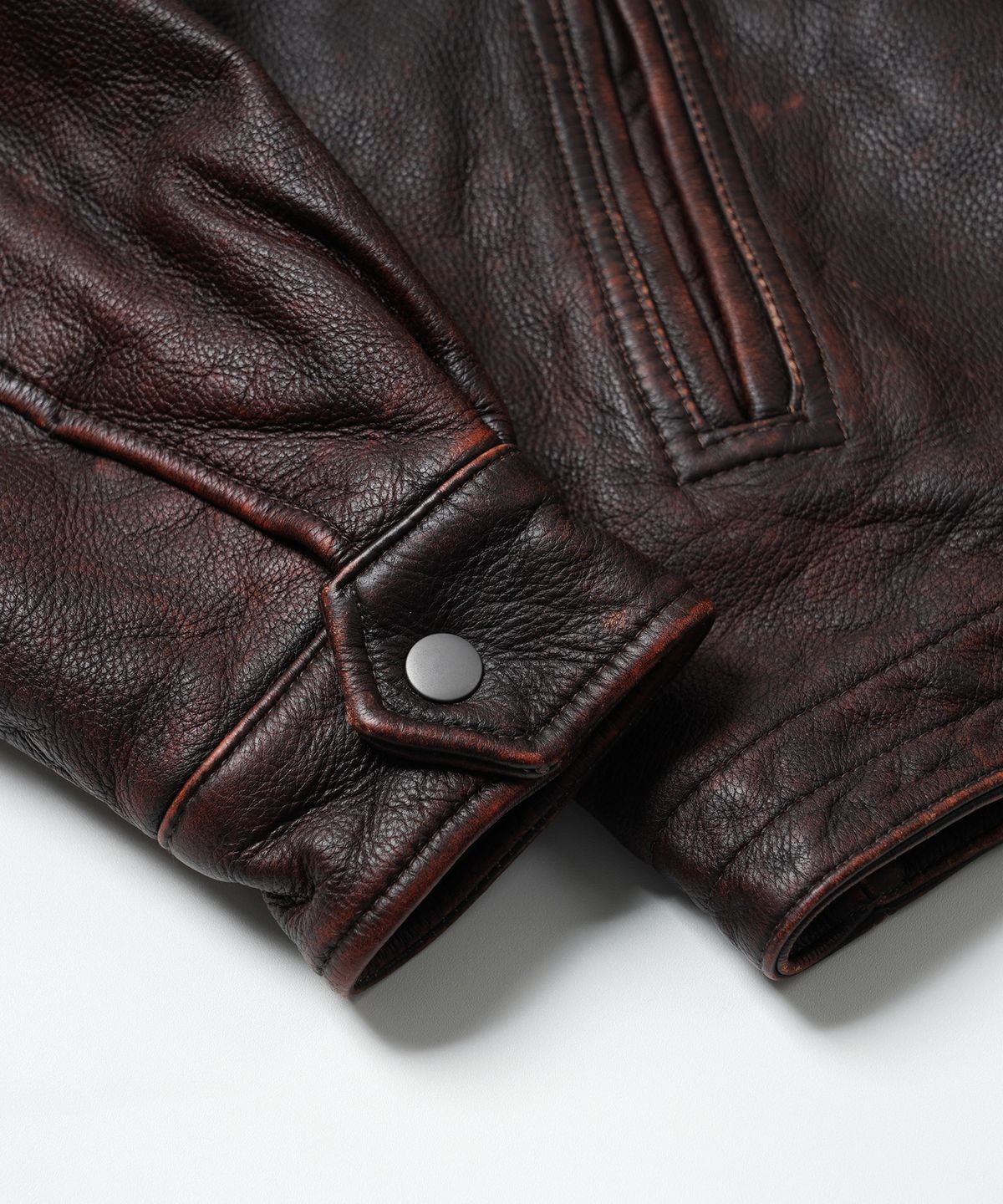프리즘웍스(FRIZMWORKS) DESTROYED COWHIDE LEATHER JACKET _ WASHED BROWN
