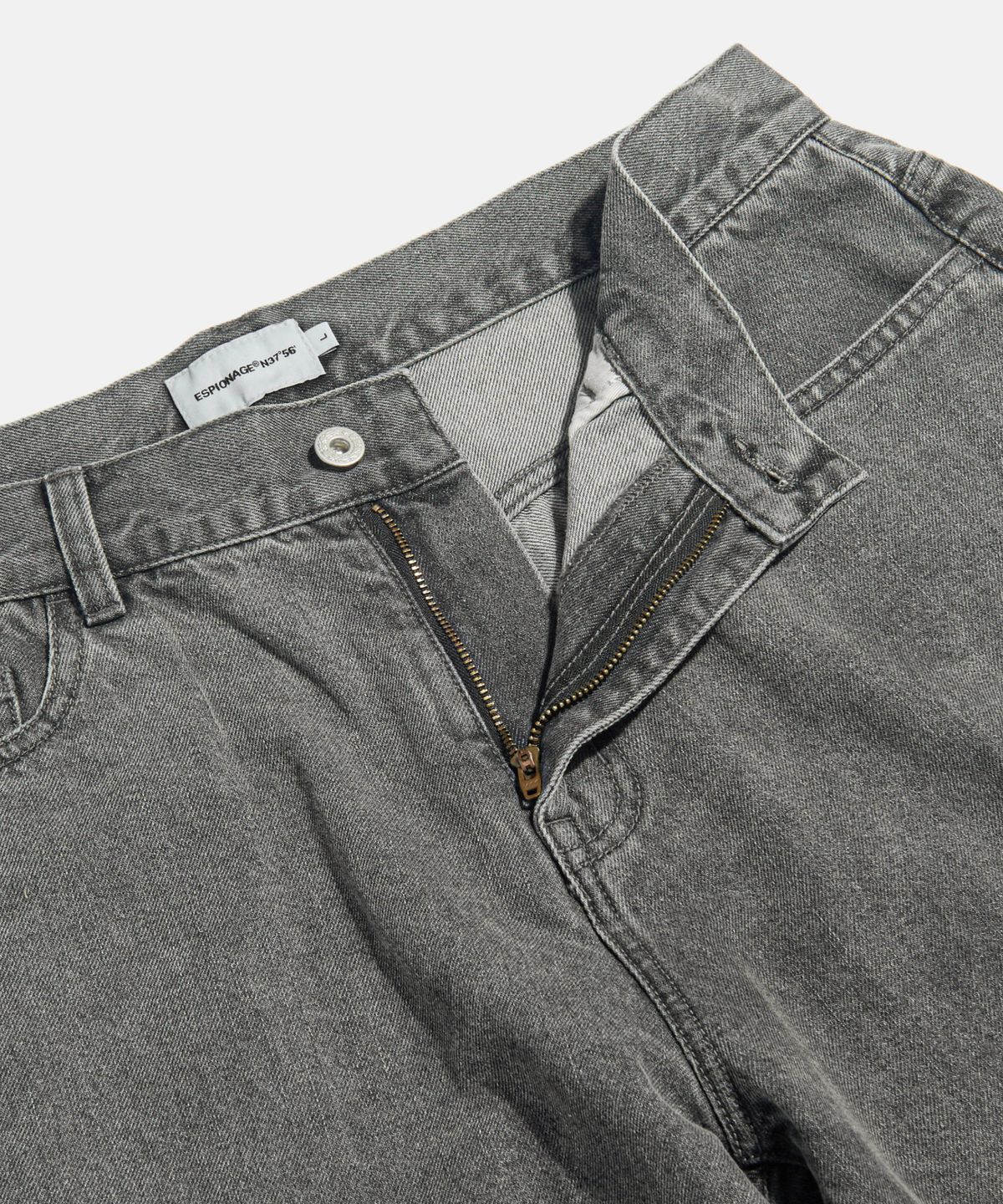 에스피오나지(ESPIONAGE) Cliff Relaxed Denim Pants Warm Grey