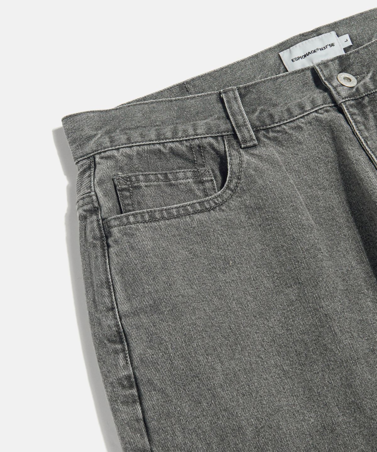 에스피오나지(ESPIONAGE) Cliff Relaxed Denim Pants Warm Grey