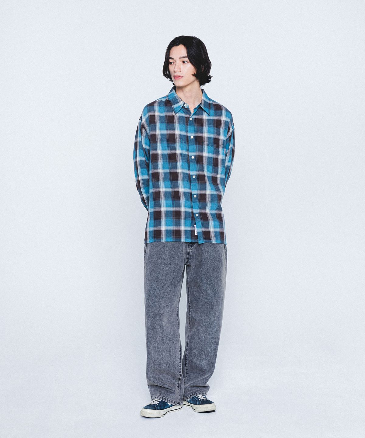 에스피오나지(ESPIONAGE) Cliff Relaxed Denim Pants Warm Grey