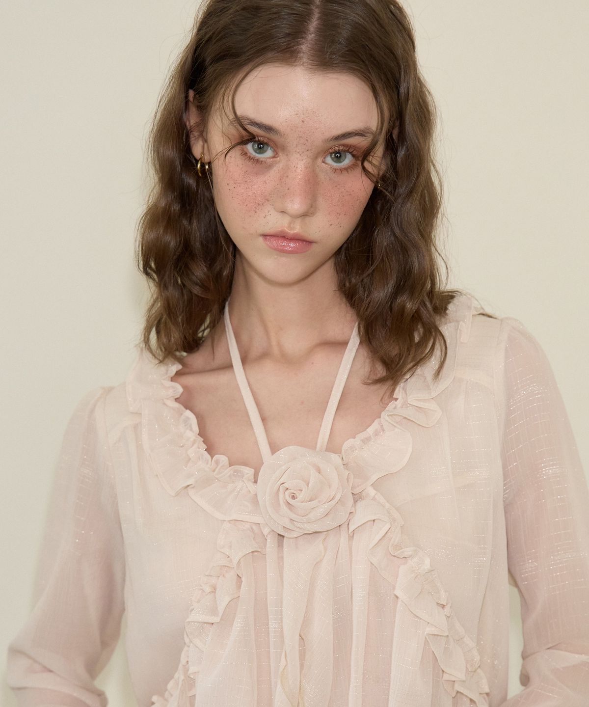 살롱 드 욘(SALON DE YOHN) Corsage Point Chiffon Dress_ Ivory