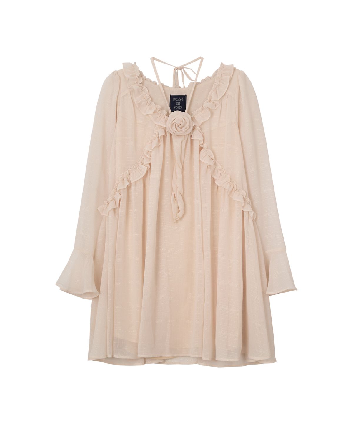 살롱 드 욘(SALON DE YOHN) Corsage Point Chiffon Dress_ Ivory