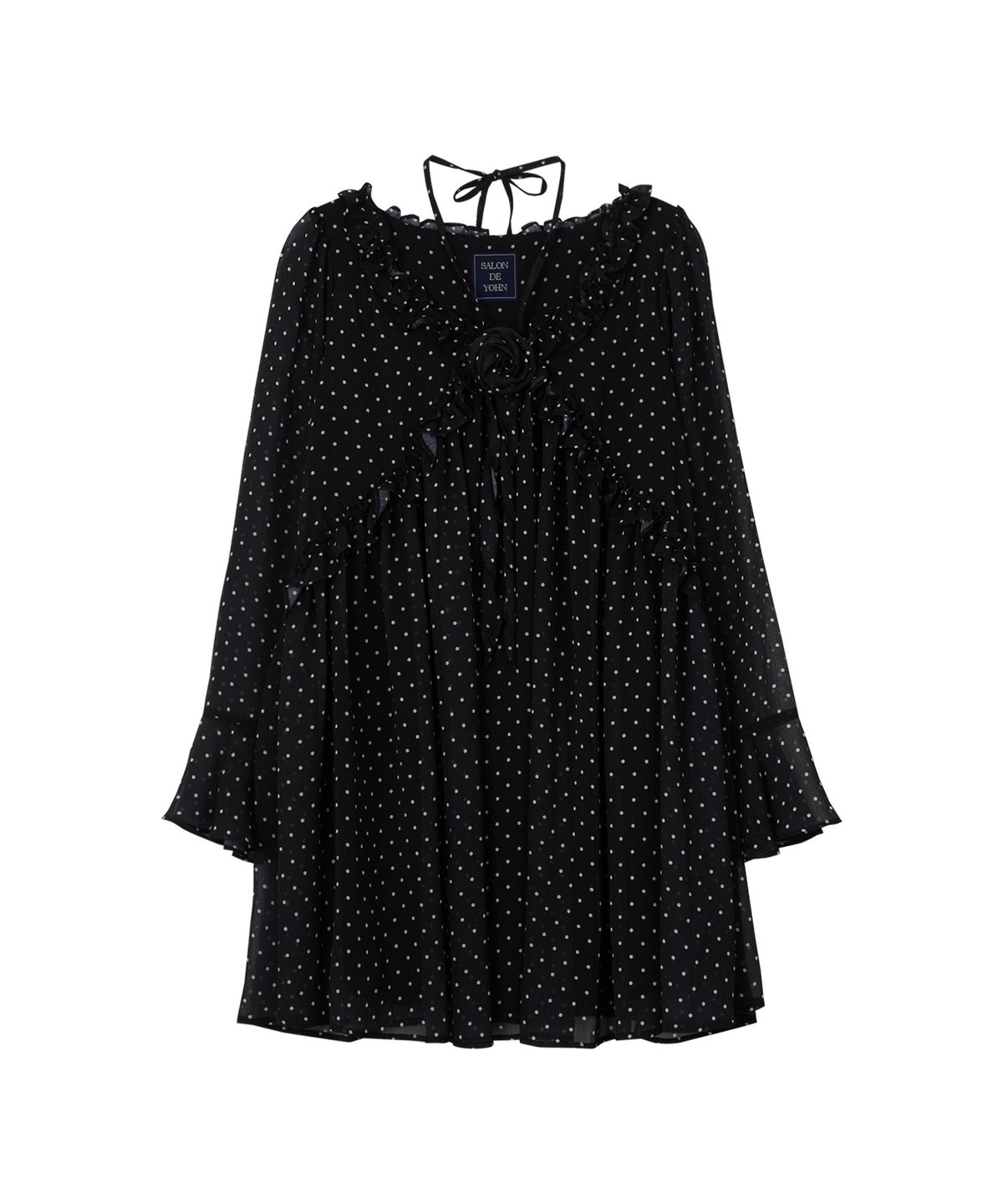 살롱 드 욘(SALON DE YOHN) Corsage Point Chiffon Dress_ Black
