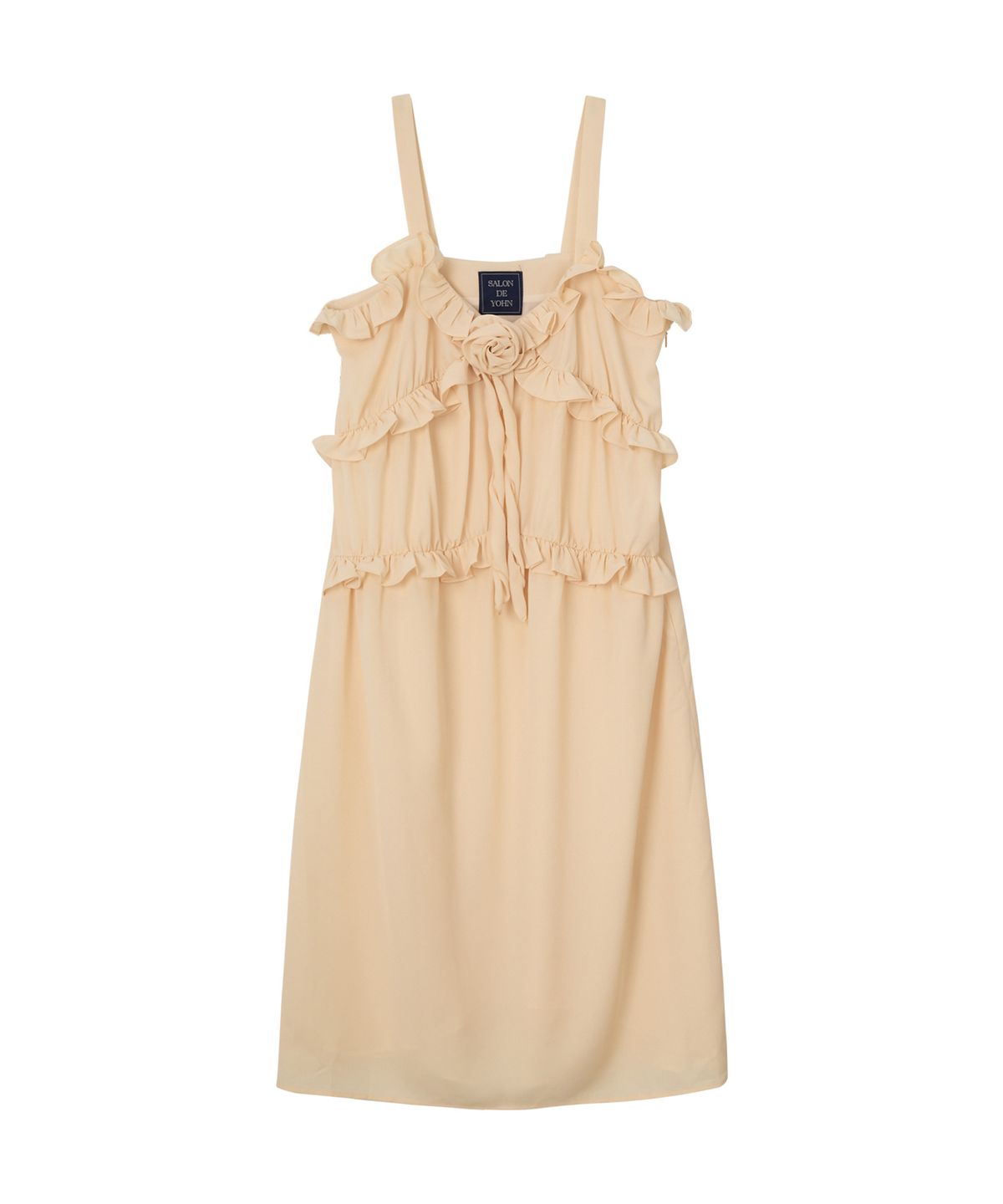 살롱 드 욘(SALON DE YOHN) Corsage Point Ruffle Sleeveless Dress_ Ivory