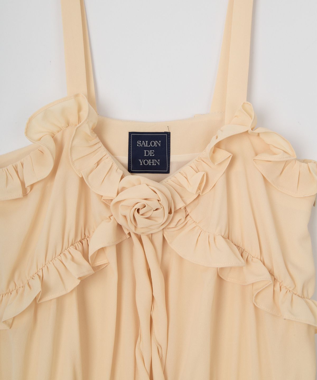 살롱 드 욘(SALON DE YOHN) Corsage Point Ruffle Sleeveless Dress_ Ivory