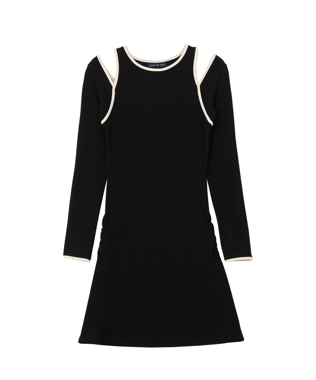 살롱 드 욘(SALON DE YOHN) Line Point Cut-Off Mini Dress_ Black