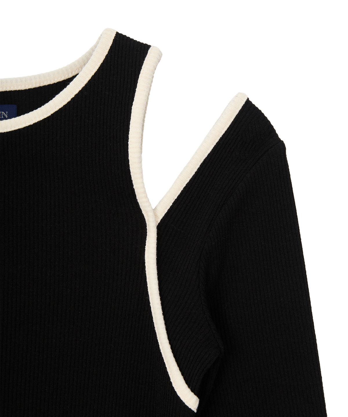 살롱 드 욘(SALON DE YOHN) Line Point Cut-Off Mini Dress_ Black