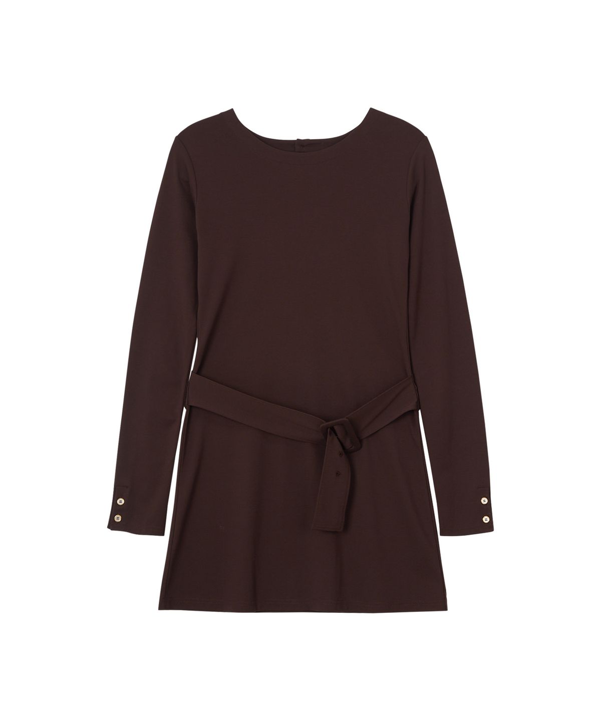 살롱 드 욘(SALON DE YOHN) Back Point Belted Mini Dress_ Brown
