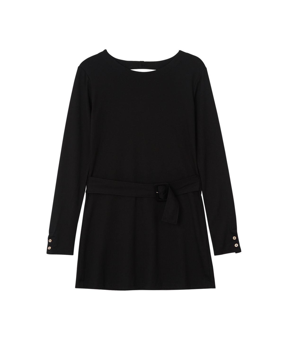 살롱 드 욘(SALON DE YOHN) Back Point Belted Mini Dress_ Black